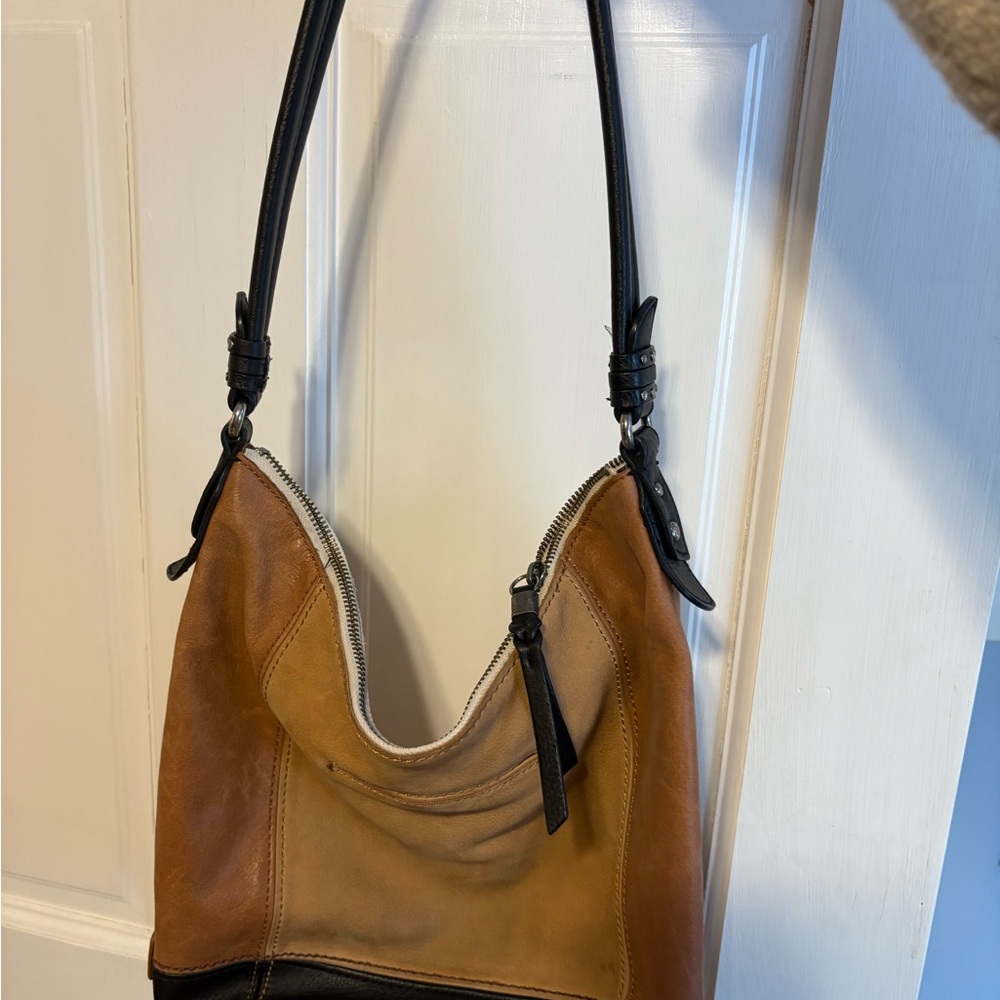 The Sak Tan and Black Leather Tote